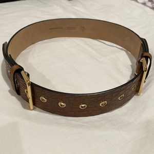Burberry Embossed Leather Double Buckle Belt